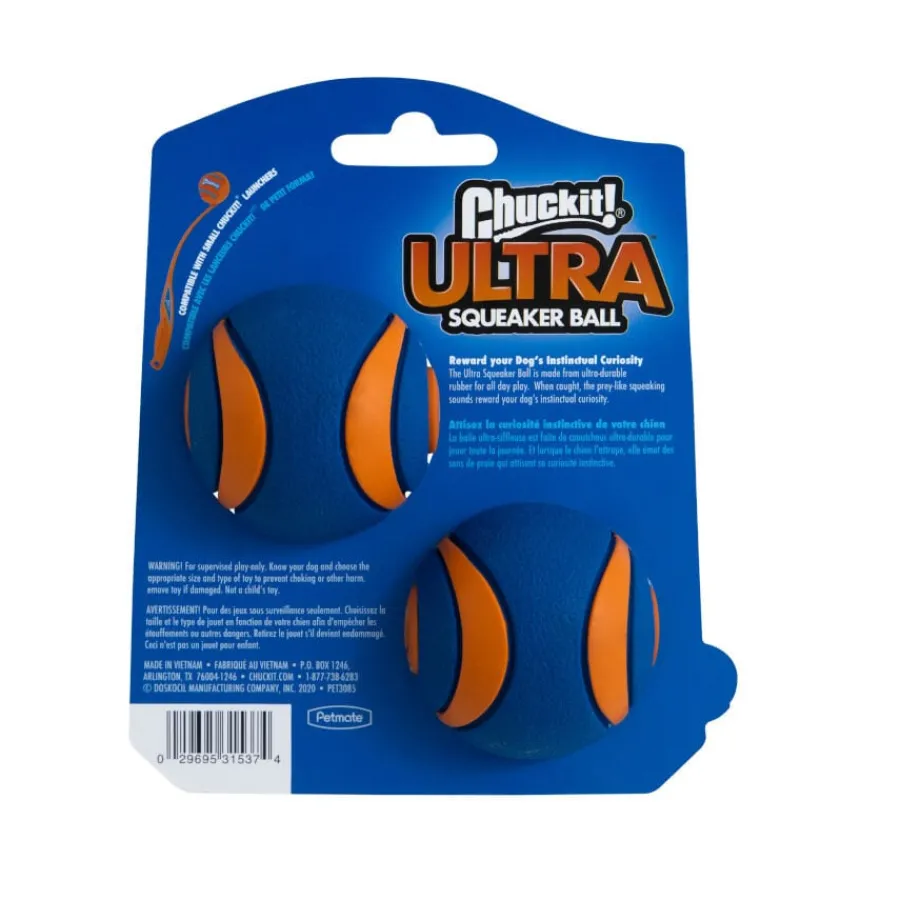 Chuckit! Ultra Squeaker Pelota con Sonido y Rebote para perros – Pack 2 New