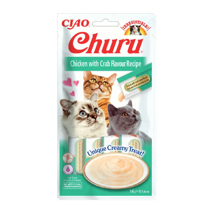 Churu Snack Cremoso de Pollo y Cangrejo para gatos Hot
