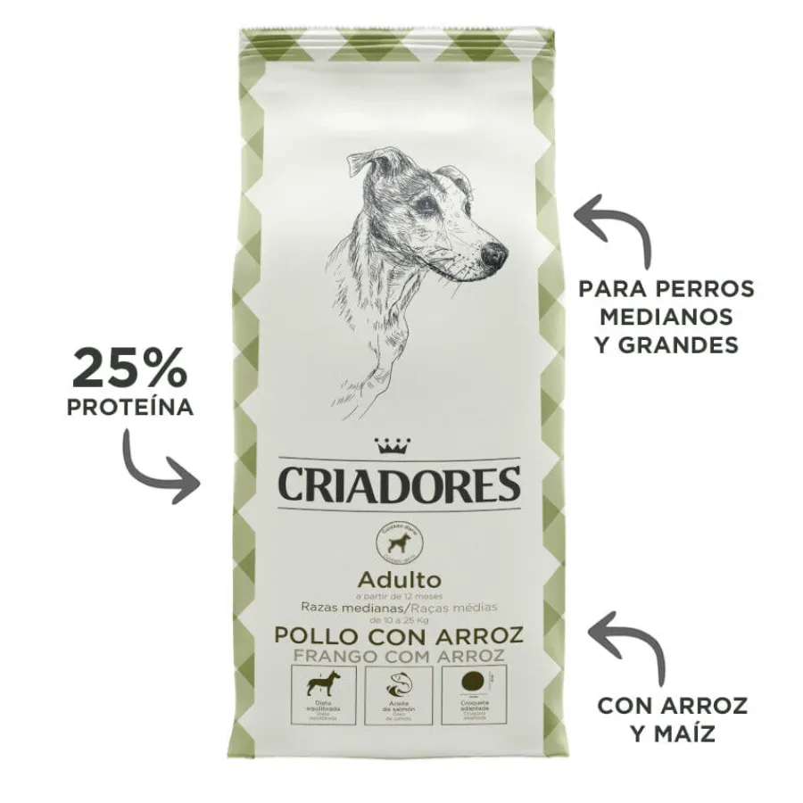 Criadores Adulto Pollo y Arroz pienso para perros de raza mediana Best