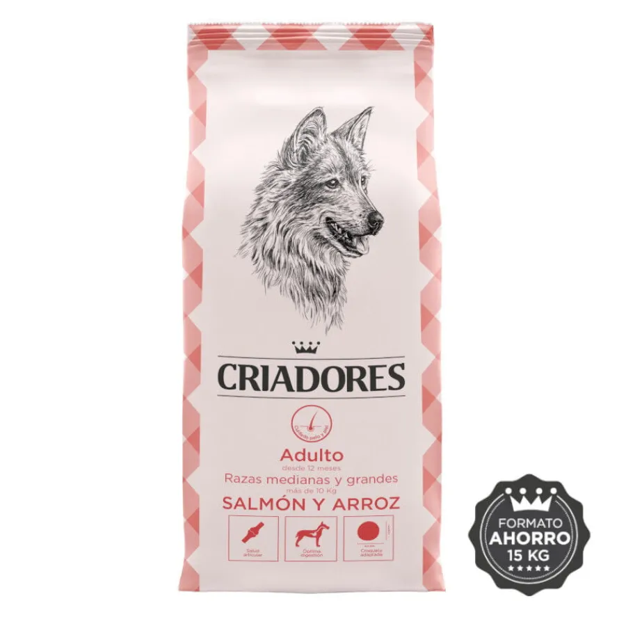 Criadores Adulto Salmón y Arroz pienso para perros de razas medianas y grandes Discount