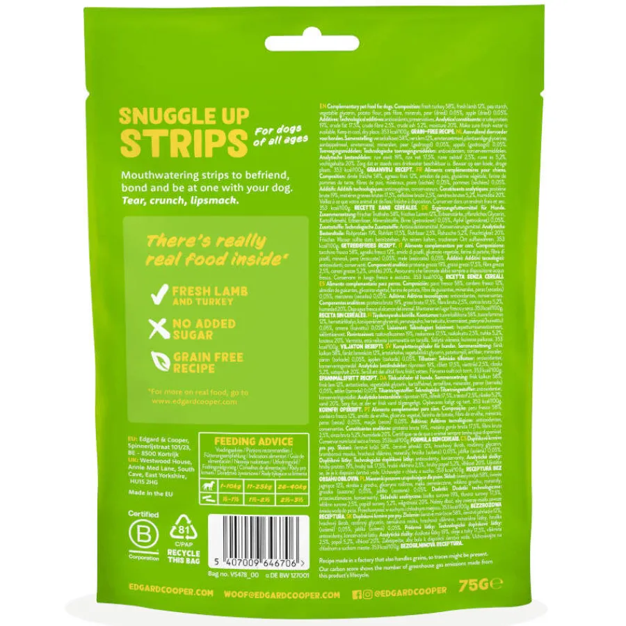 Edgard & Cooper Tiras de Cordero y Pavo snack para perros Clearance