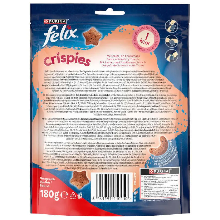 Felix Crispies Bocaditos de Salmón y Trucha Maxi para gatos Clearance