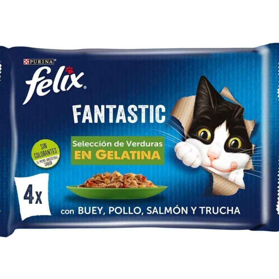 Felix Fantastic Selección de Verduras sobres en gelatina para gatos Online