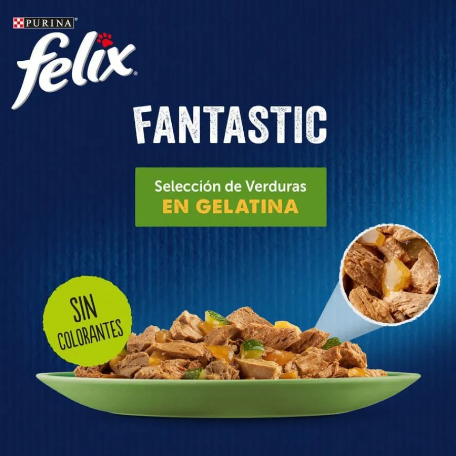 Felix Fantastic Selección de Verduras sobres en gelatina para gatos Online