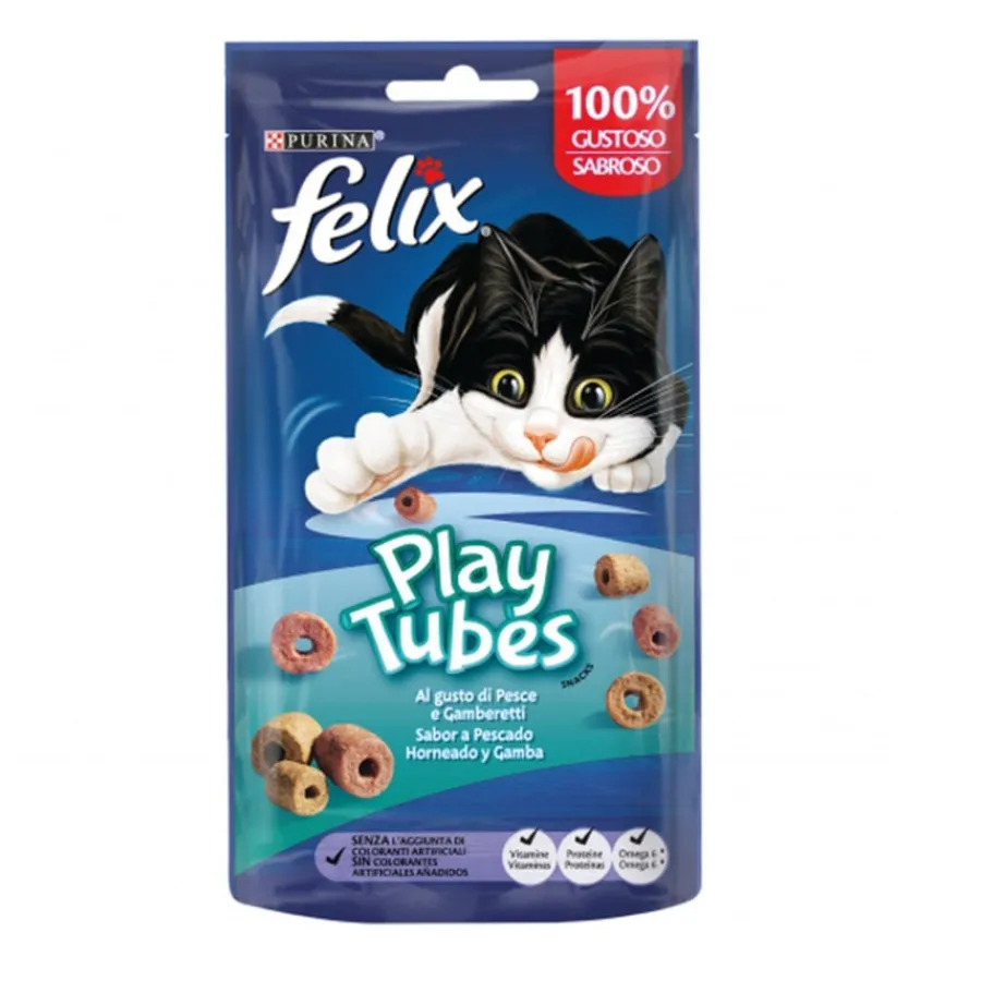 Felix Play Tubes Pescado y Gambas Bocaditos para gatos Online