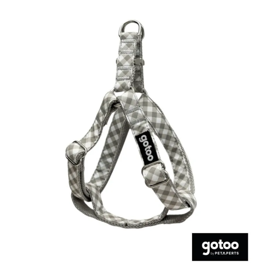 Gotoo Arnés estampado cuadro vichy gris para perros Sale