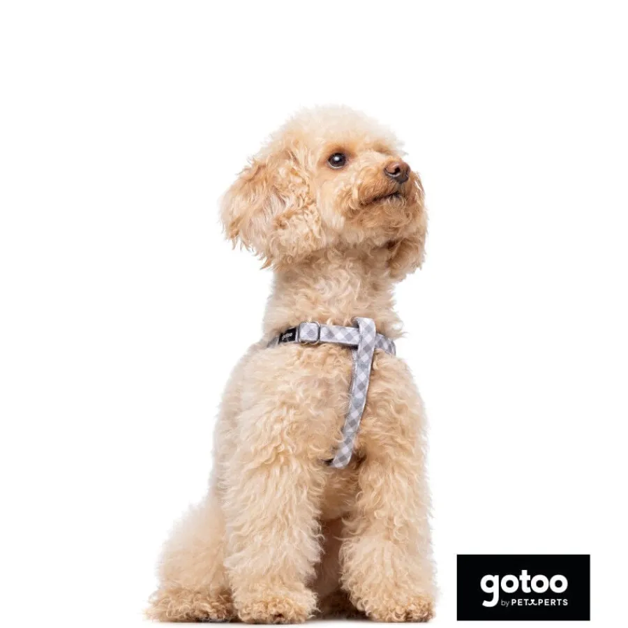 Gotoo Arnés estampado cuadro vichy gris para perros Sale