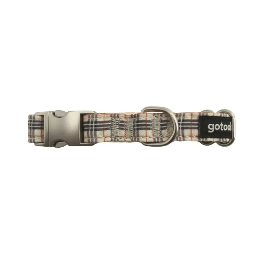 Gotoo Collar estampado tartán marrón para perros Discount