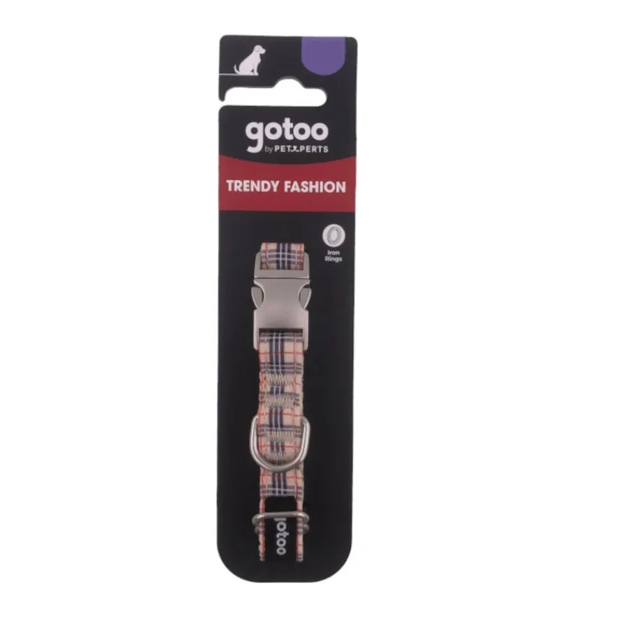 Gotoo Collar estampado tartán marrón para perros Discount