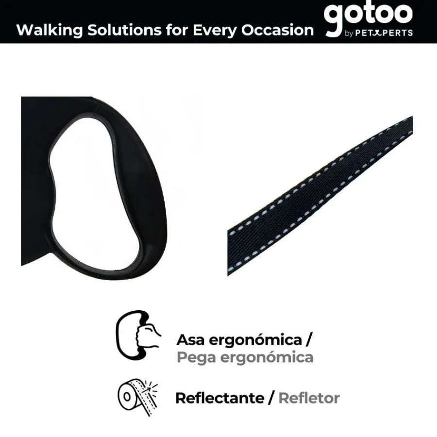 Gotoo Correa extensible negra para perros Outlet