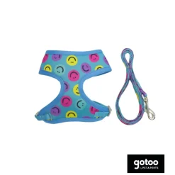 Gotoo Correa y arnés estampado smile azul para gatos Outlet