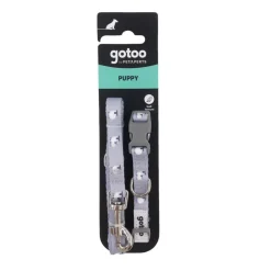 Gotoo Set de correa y collar con estampado ovejitas gris para cachorros Sale