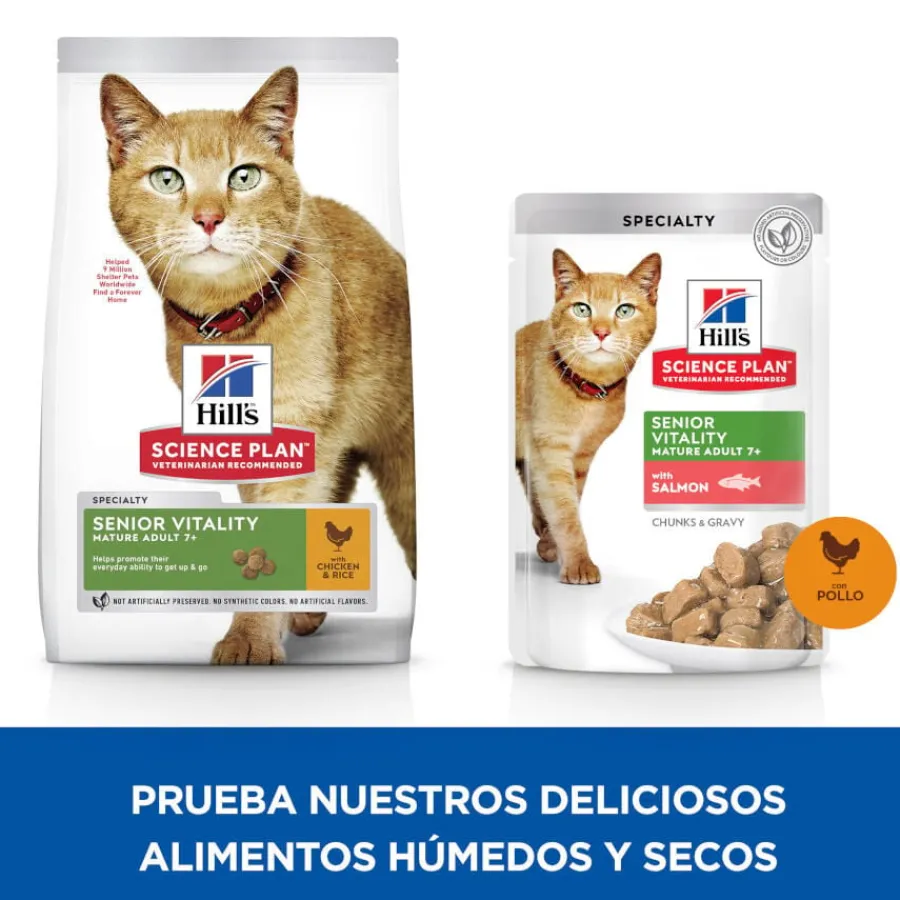 Hill's Science Plan Senior Vitality Pollo y Salmón Sobre en salsa para gatos Sale