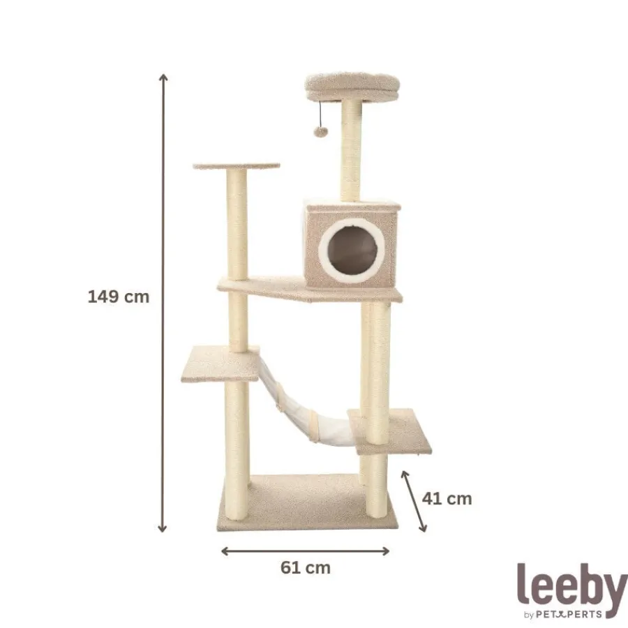 Leeby Boucle Collection Árbol rascador con cama nido y puente para gatos Best