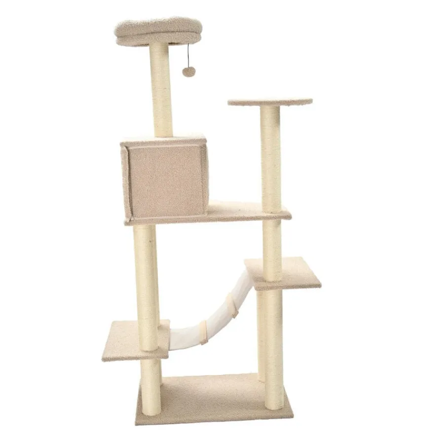 Leeby Boucle Collection Árbol rascador con cama nido y puente para gatos Best