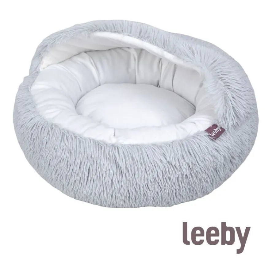 Leeby Cama Cueva Antiestrés Gris para gatos Clearance