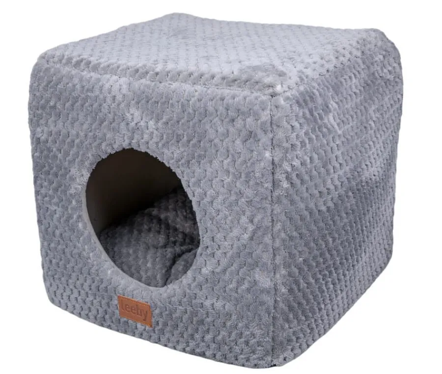 Leeby Cama Cueva Suave Gris para gatos Hot