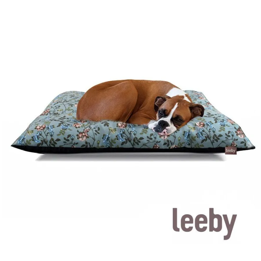 Leeby Cojín Acolchado Turquesa de Flores para perros Sale