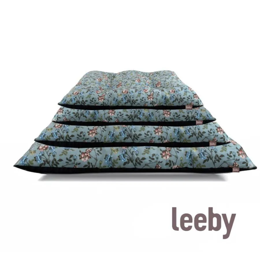 Leeby Cojín Acolchado Turquesa de Flores para perros Sale