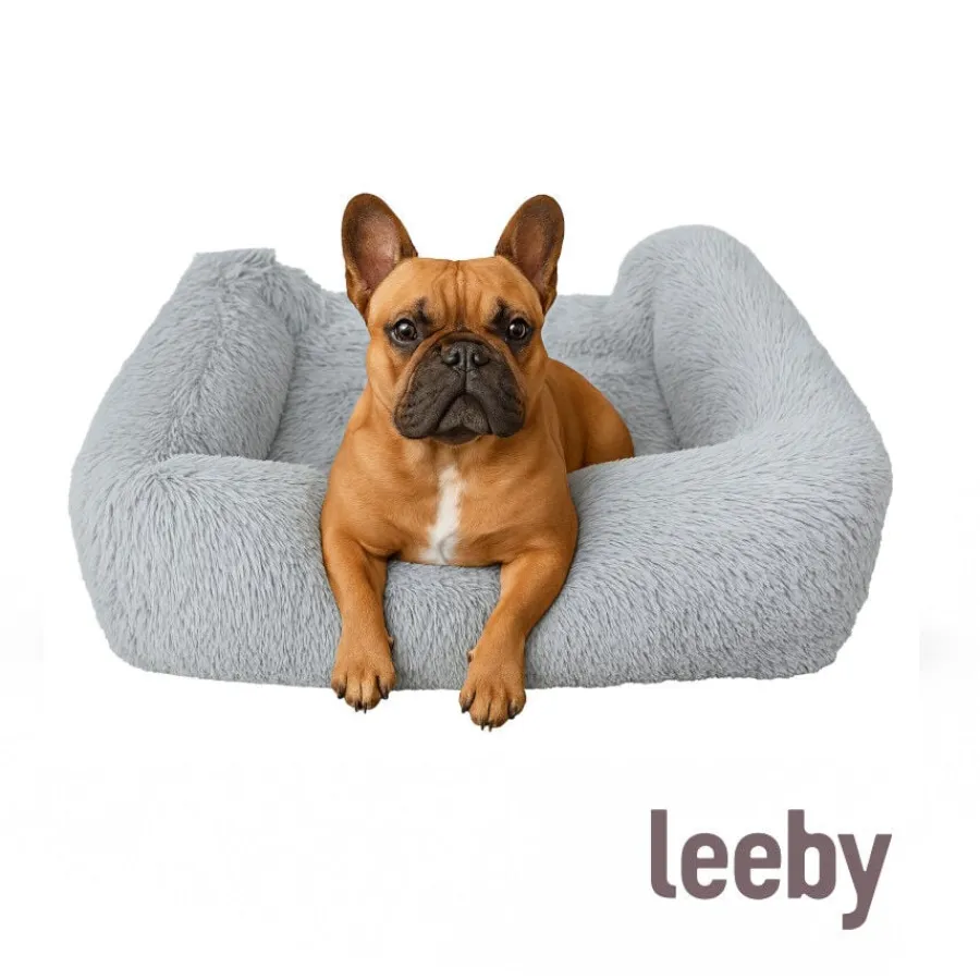 Leeby Cuna Antiestrés Desenfundable Gris para perros New
