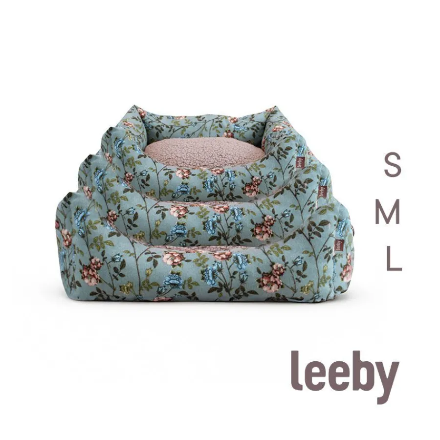 Leeby Cuna Desenfundable Turquesa de Flores para perros Online
