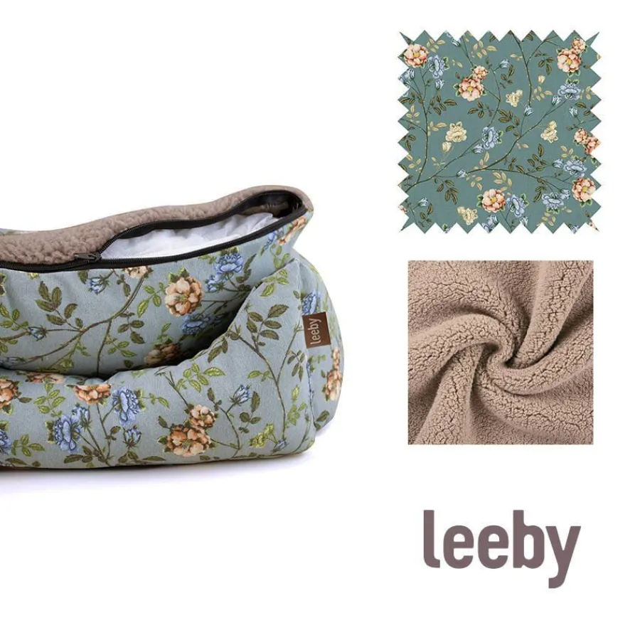 Leeby Cuna Desenfundable Turquesa de Flores para perros Online