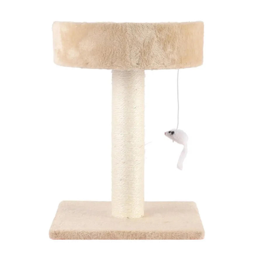 Leeby Tigrou rascador con cama y juguete beige para gatos Outlet