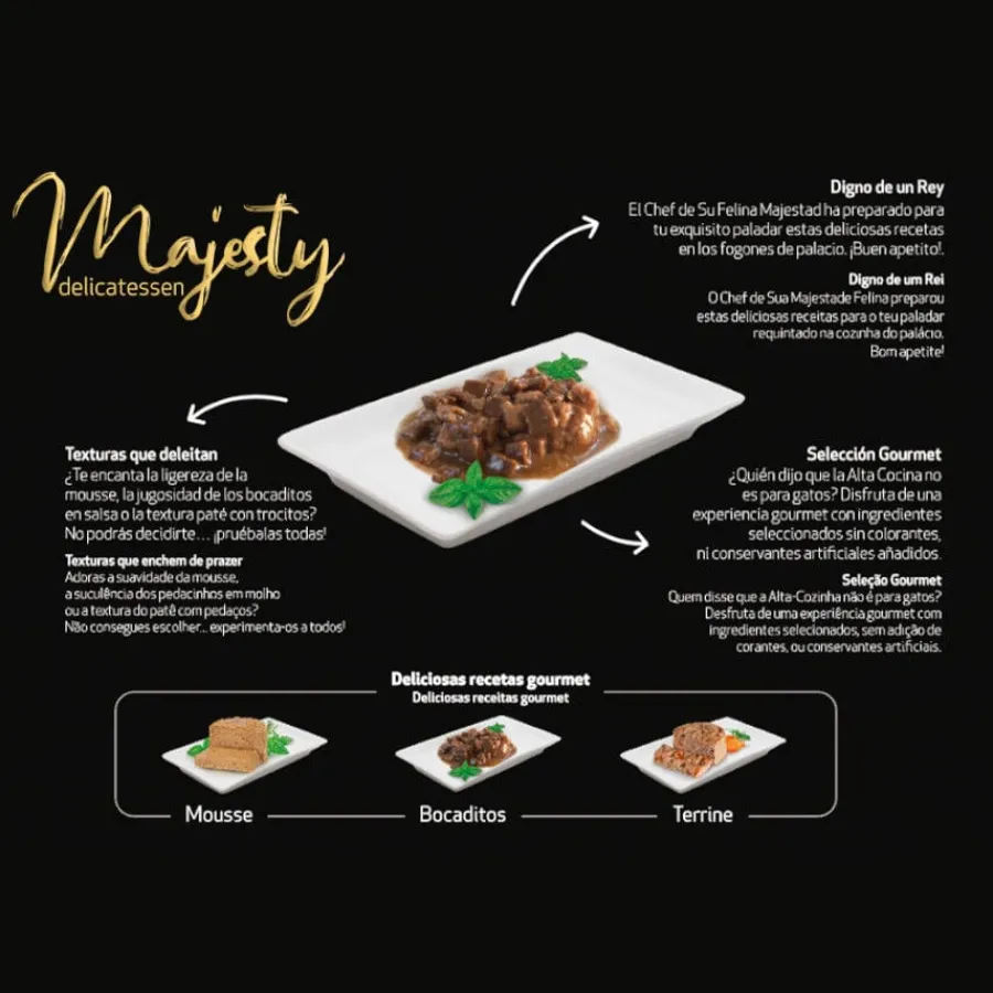 Majesty Adult Slide Mix Bocaditos en salsa lata para gatos – Pack Online