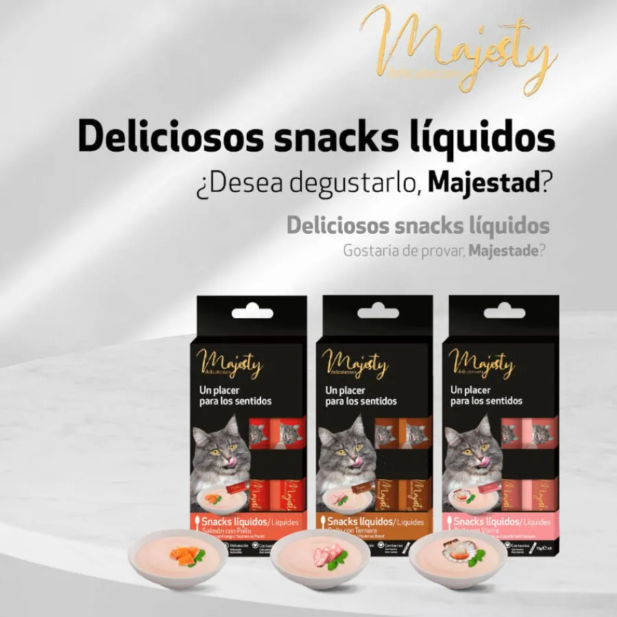 Majesty Pollo con Ternera snack líquido para gatos Online