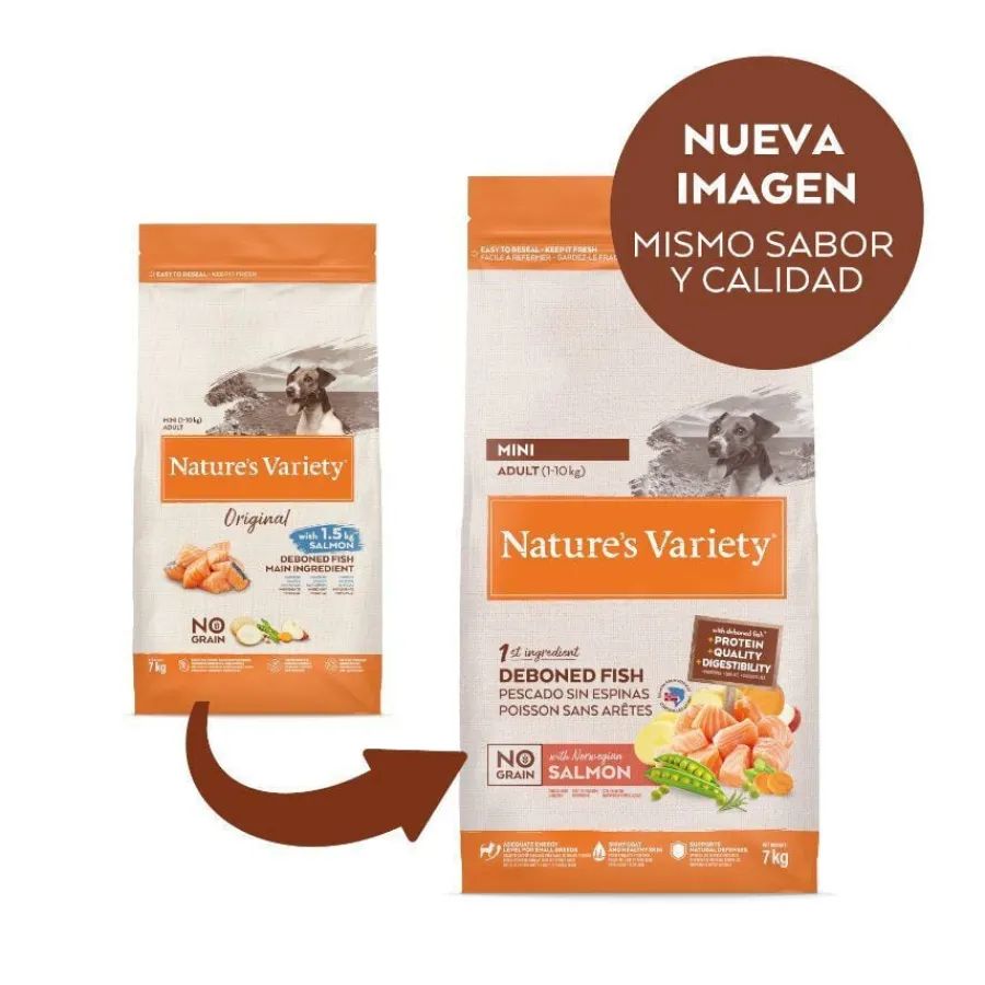 Nature's Variety No Grain Adult Mini Salmón pienso para perros Outlet