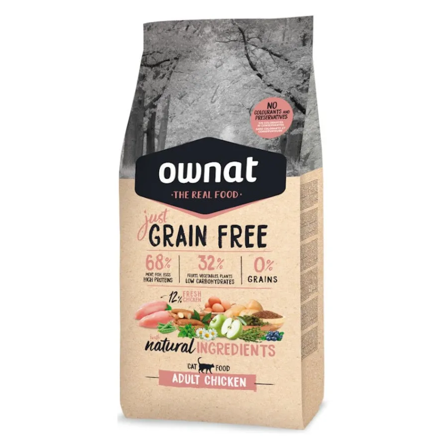 Ownat Just Grain Free Adulto Pollo pienso para gatos New