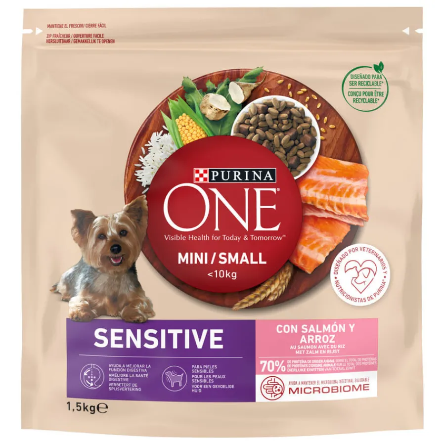 Purina One Adult Mini Bifensis Sensitive Salmón y Arroz pienso para perros New