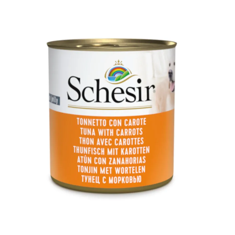 Schesir Adult atún con zanahorias lata para perros New