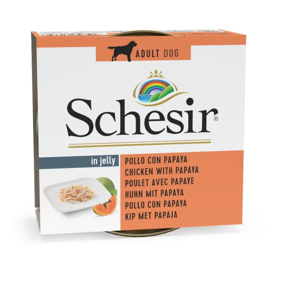 Schesir Pollo y Papaya en Gelatina lata para perros Hot
