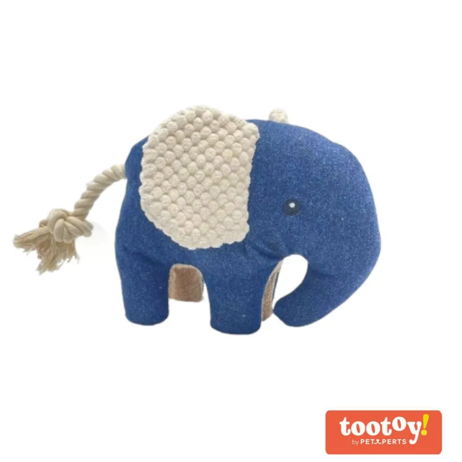 Tootoy! Comfort Denim Elephant peluche con sonido para perros Outlet