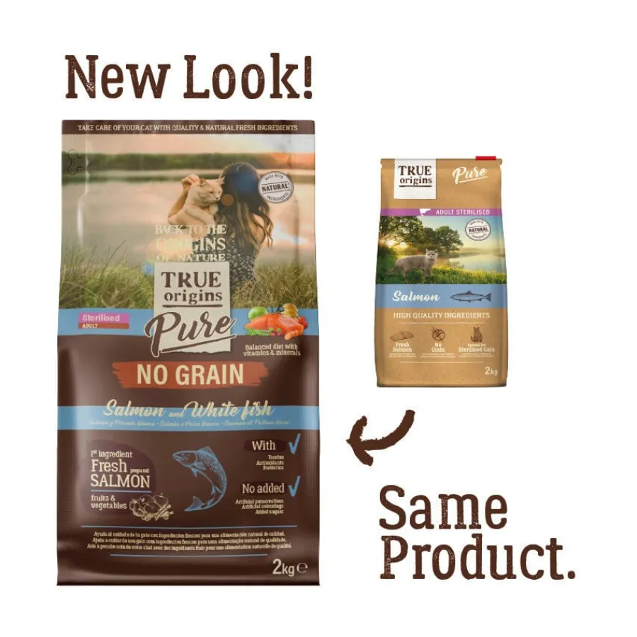 True Origins Pure Adult Sterilised Salmón No Grain pienso para gatos Outlet