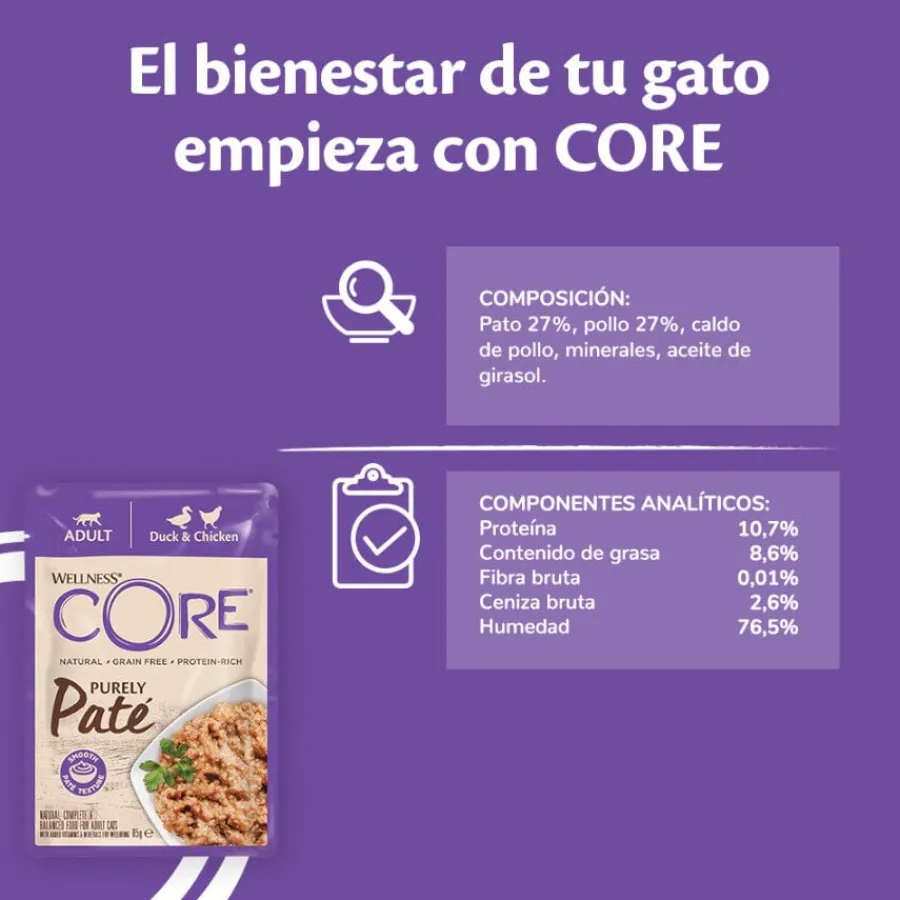 Wellness Core Adult Purely Pato y Pollo en Paté sobre para gatos Clearance