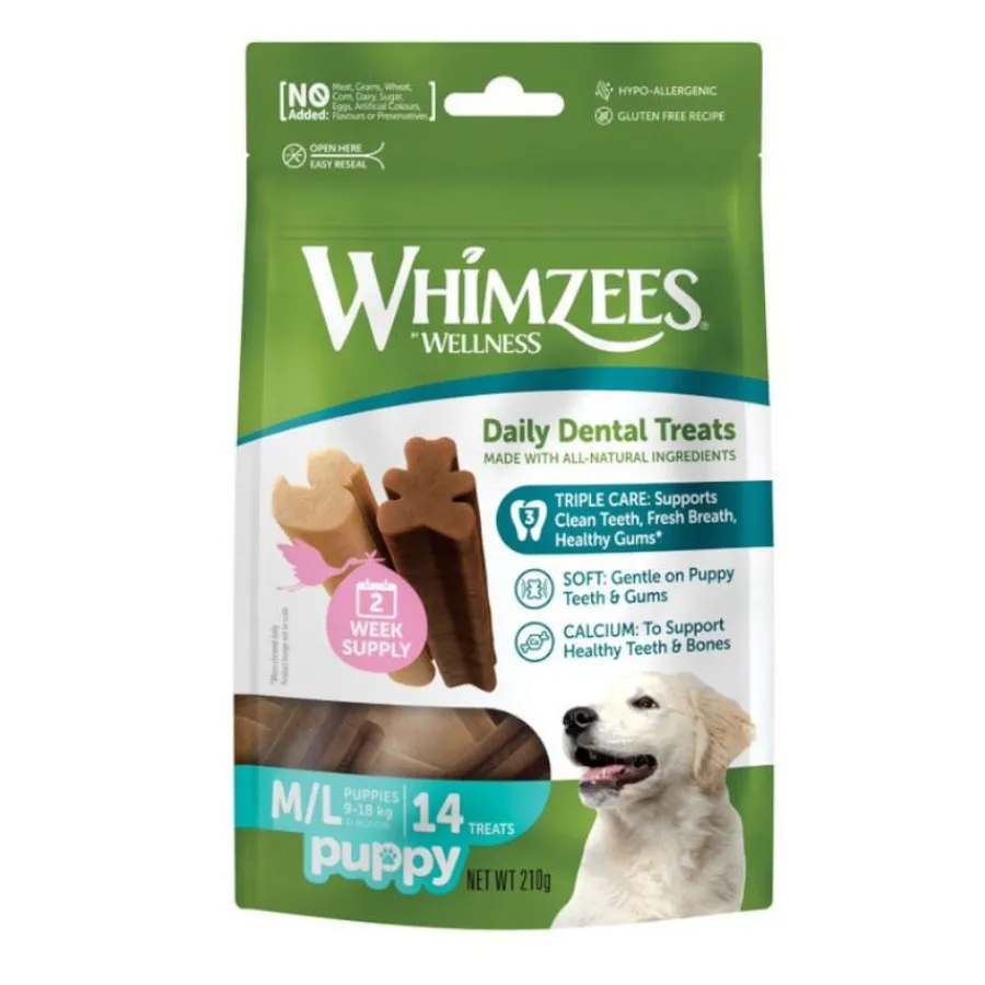 Whimzees Puppy M/L Snacks Dentales Naturales para cachorros Sale